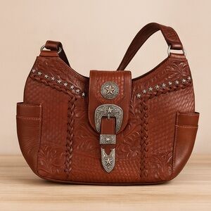 American West Brown Shoulder Bag with Western Flair